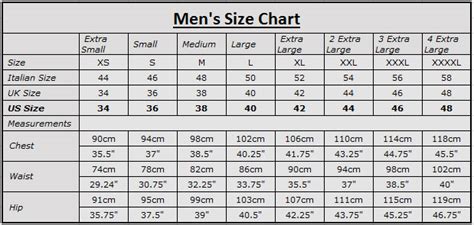 Burberry size chart men